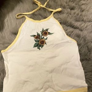 Tie Halter Neck AEO Sunflower Cropped Tank